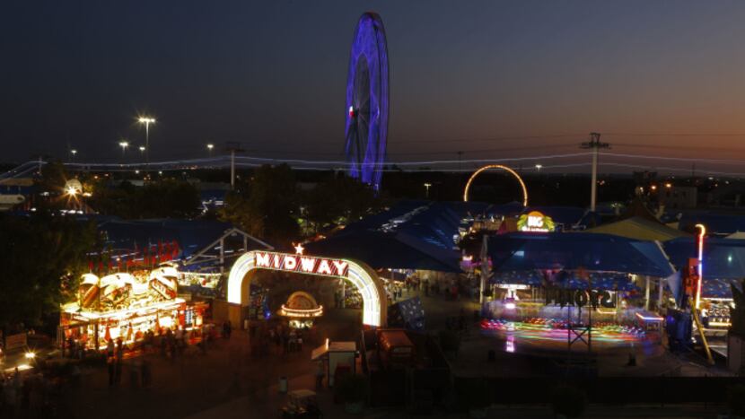 Evening sun sets over the Midway at Fair Park Tuesday, October 9, 2012 during the 2012 State...