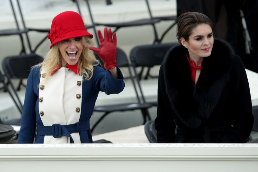 Trump advisers Kellyanne Conway (left) and Hope Hicks were at Friday's inauguration. (Alex...