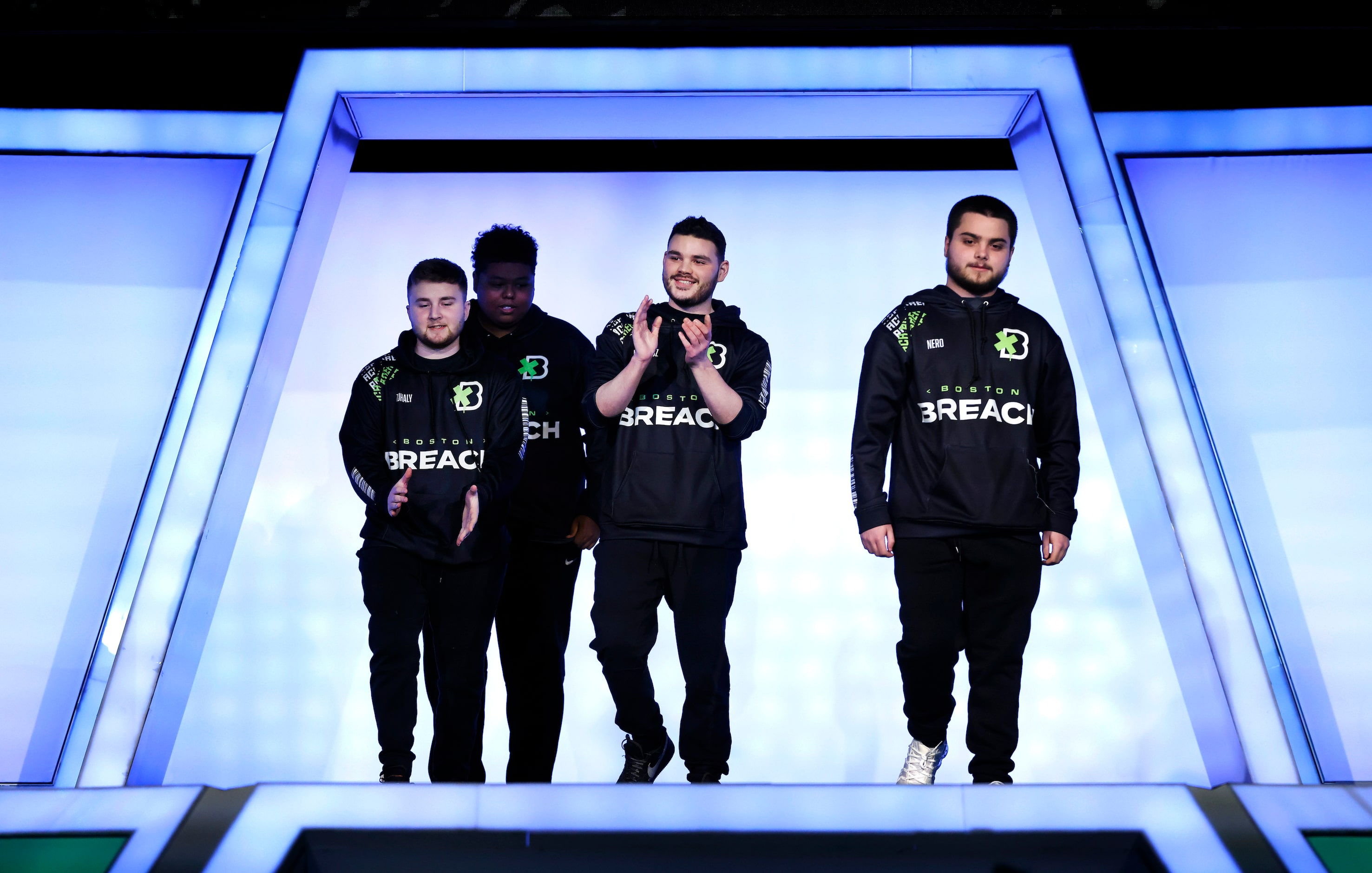 Boston Breach players (from left) TJHaLy (Thomas Haley), Capsidal (Kenyen Sutton), Methodz...