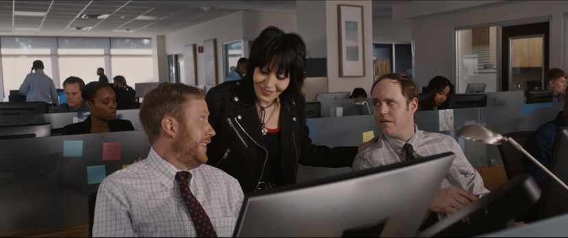 Joan Jett talks with rock star office employees in Workday's Super Bowl ad.