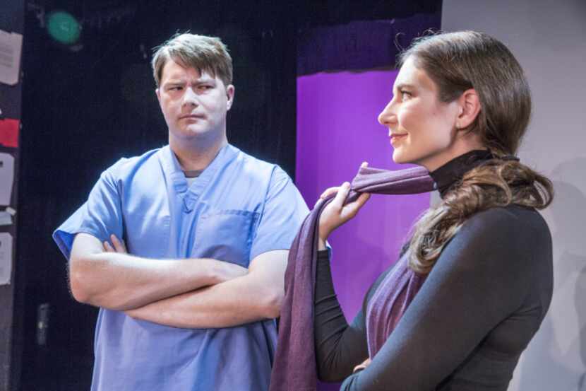 Ben Bryant as Preston and Natalie Howe as Dahlia in a scene from the play "Hate Mail" at the...