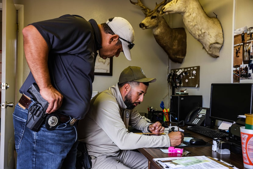 Culberson County Sheriff Oscar Carrillo and Chief Deputy Joseph Corrales work together to...