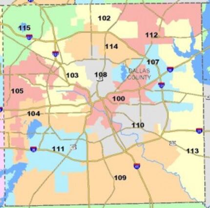  Texas House districts in Dallas County. (Source: Texas Legislative Council)