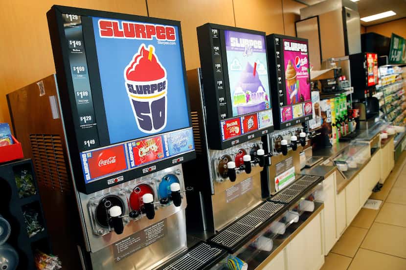 7-Eleven's Slurpee products are pictured in a convenience store located at its new...