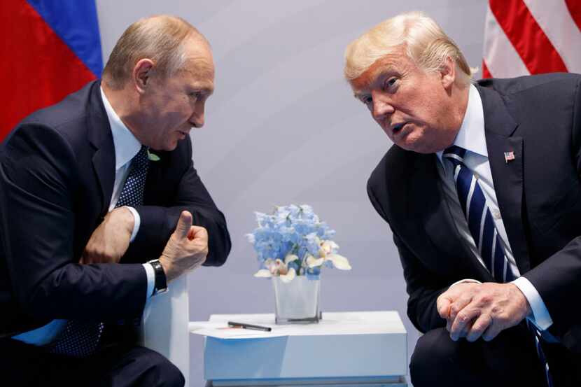 Russian President Vladimir Putin and President Donald Trump conferred at the G20 summit in...