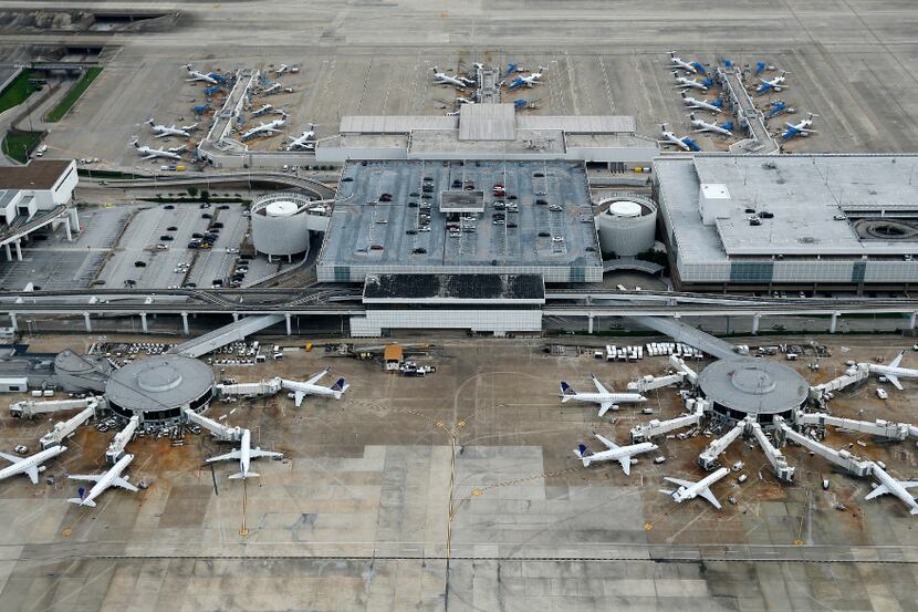 All planes, including a United Airlines fleet pictured Wednesday, have been idled at George...