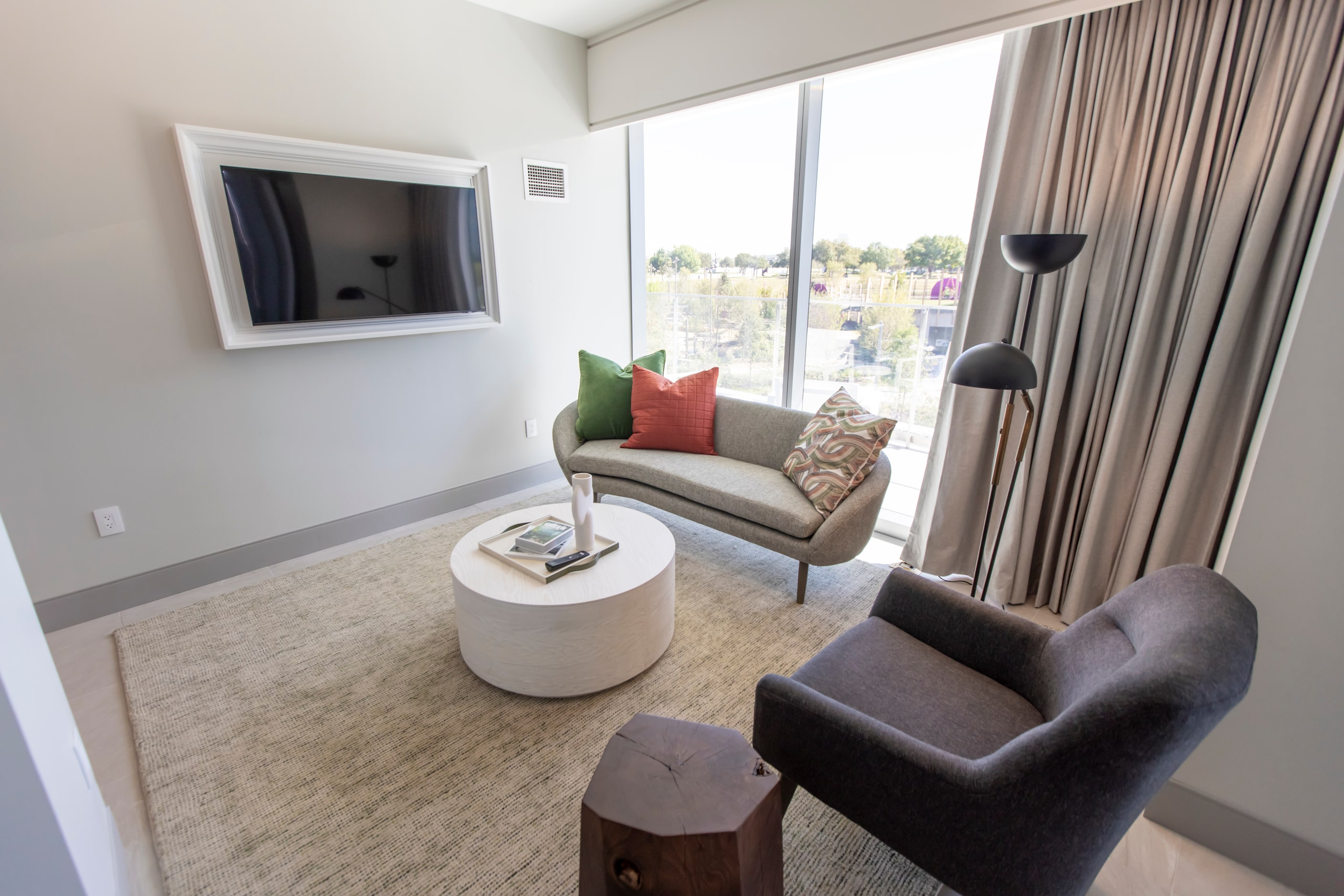 The living room in one of three presidential suites.