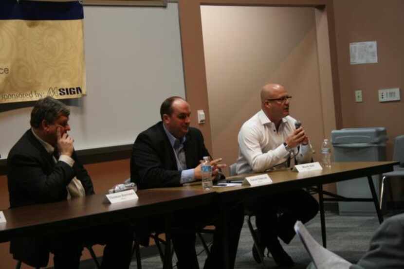 
Thomas Burrows Aaron Duncan and Mark Hill take part in a Coppell Chamber of Commerce forum...
