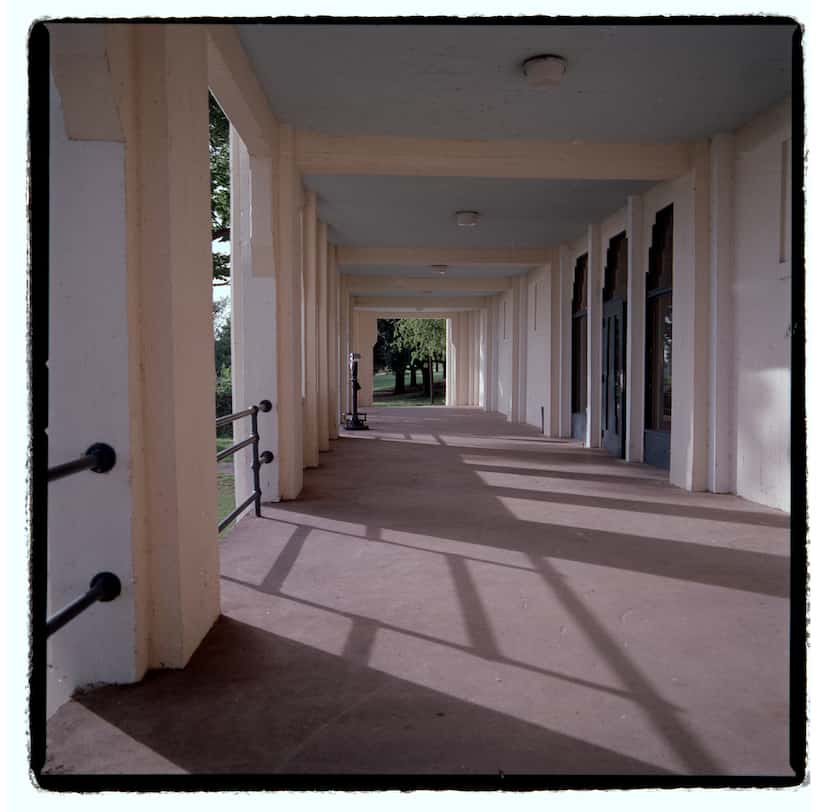 Veranda of the Bath House Cultural Center, which overlooks White Rock Lake.