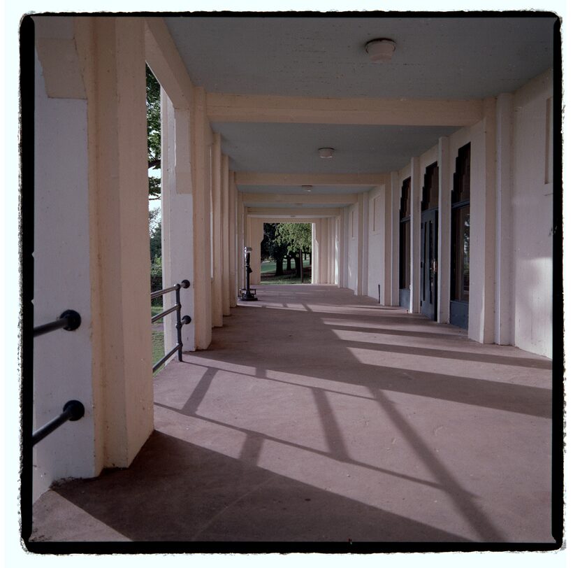 Veranda of the Bath House Cultural Center, which overlooks White Rock Lake.