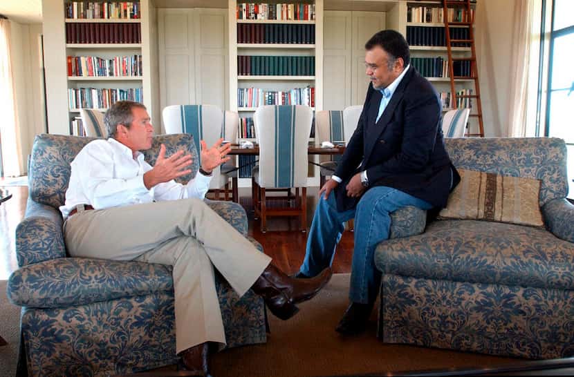 President George W. Bush met with then-Saudi Arabian Ambassador Prince Bandar bin Sultan at...