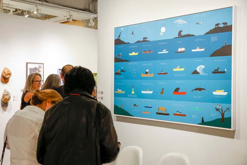 People view Michael Dumontier and Neil Farber's "Out in the Open" at the Dallas Art Fair at...