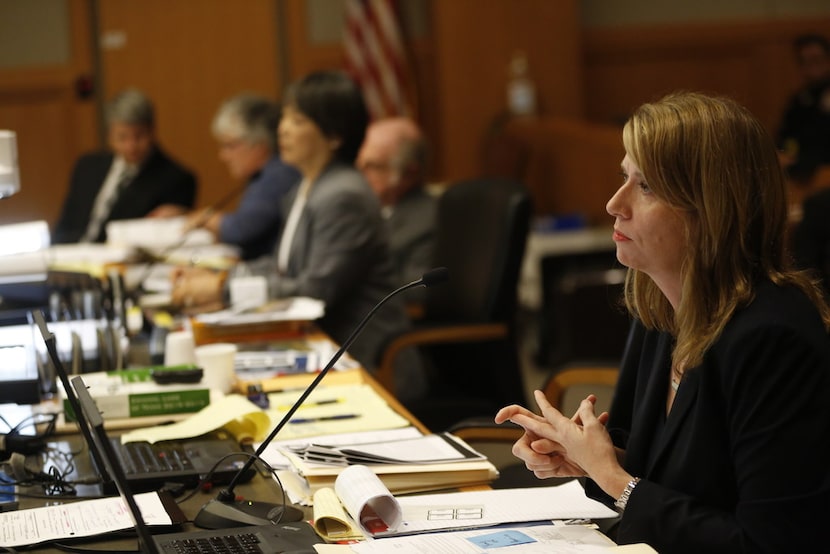 Prosecutor Cynthia Walker questions witnesses in Jason Lowe's  murder trial at Collin County...