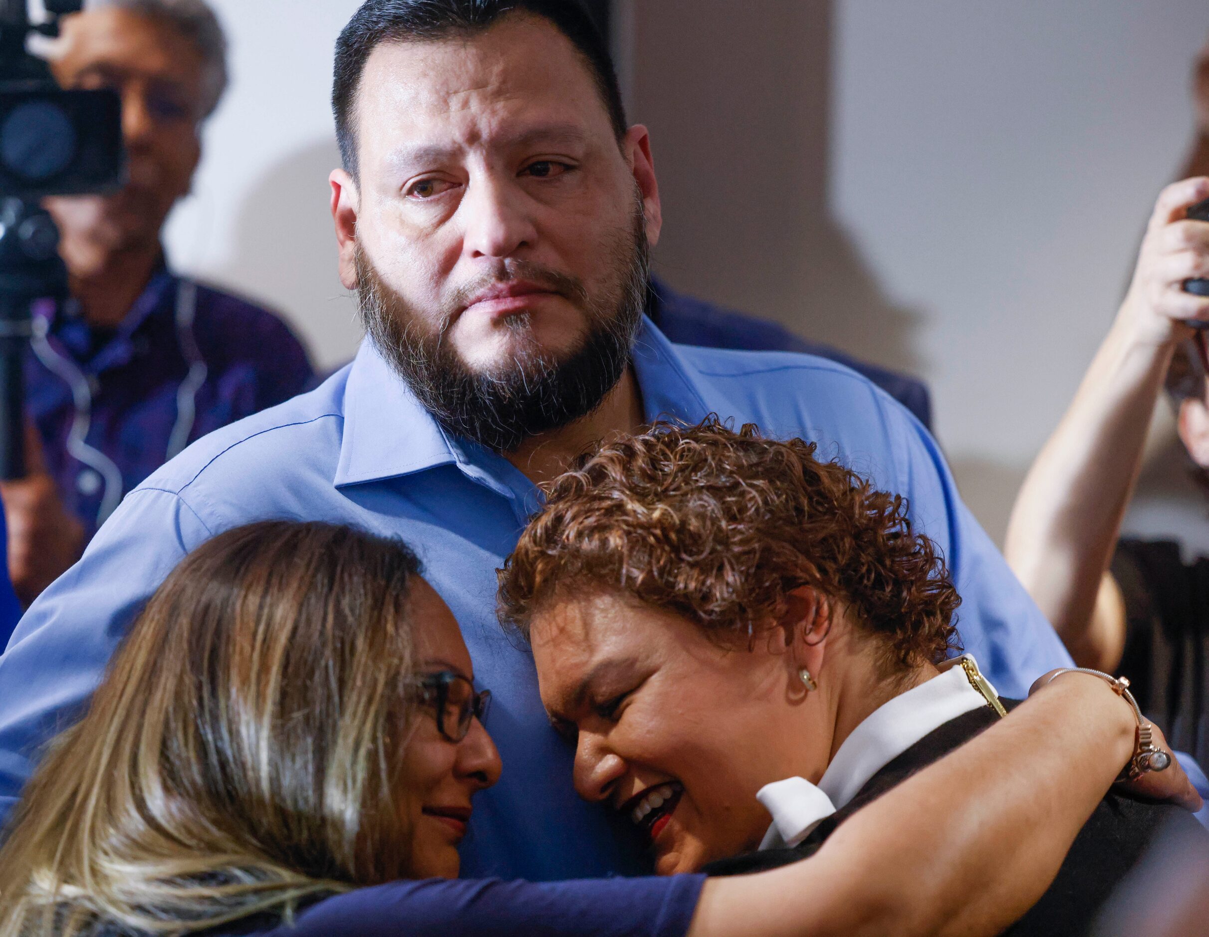 From left, Martin Santillan's sister, brother and friend, Chayra Delarosa, Pedro Martinez...