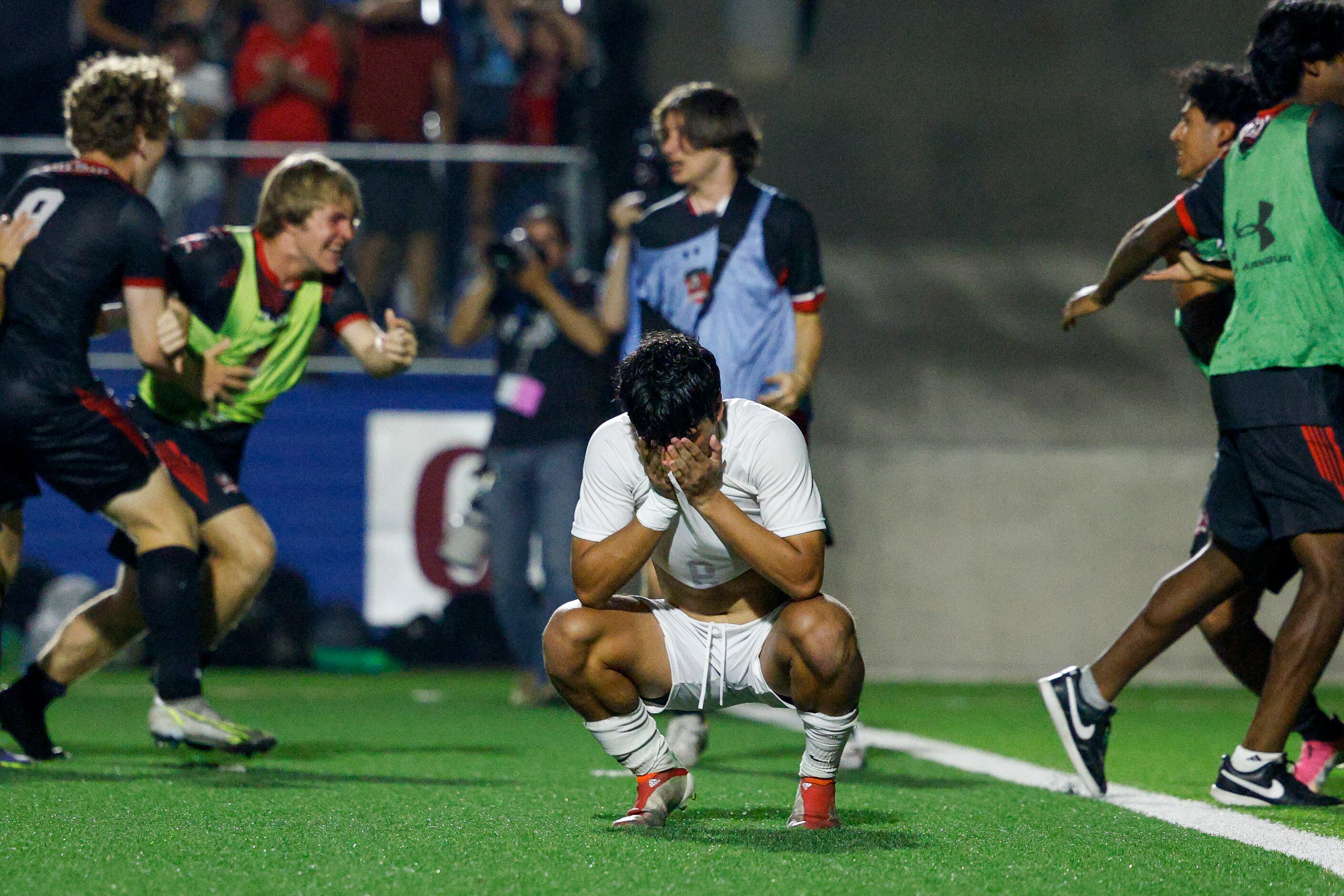 Plano midfielder Diego Valera Zamora (6) reacts after missing a penalty kick to hand Austin...