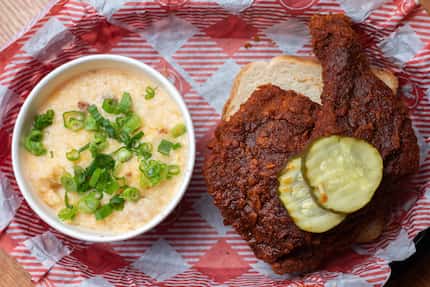 Bacon-cheddar grits are one of several sides available at hot chicken restaurant Hattie B's.