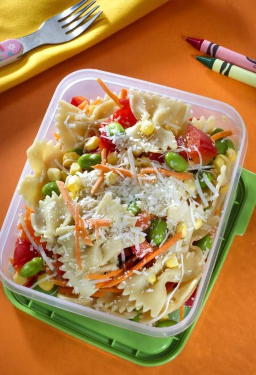 
Rainbows and bowties pasta salad
