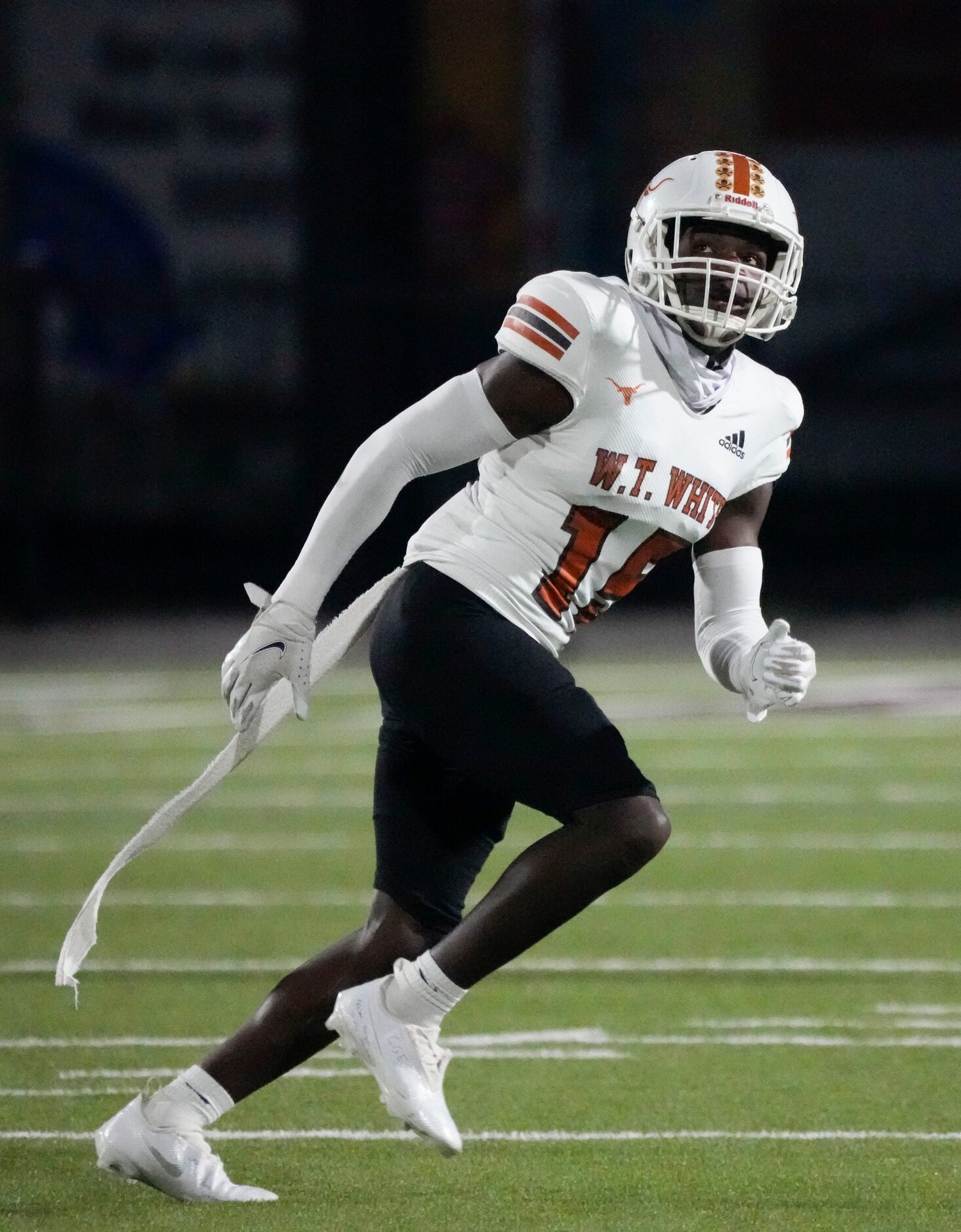 W.T. White J’Coi Ware (15) looks to receive a punt during the first half of a high school...