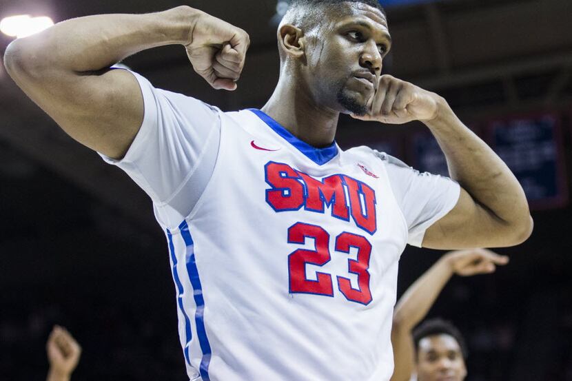 Southern Methodist Mustangs forward Jordan Tolbert (23) celebrates a point during the second...