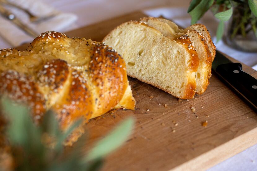 Slices of challah bread sits on the Chessman’s table on Nov. 9, 2019 at her home in Sanger....