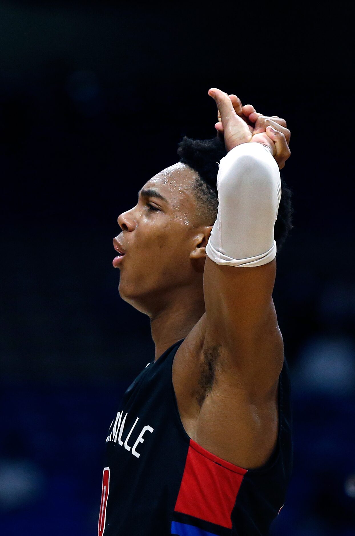 Duncanville Zhuric Phelps #0 reacts in closing seconds. UIL boys Class 6A basketball state...