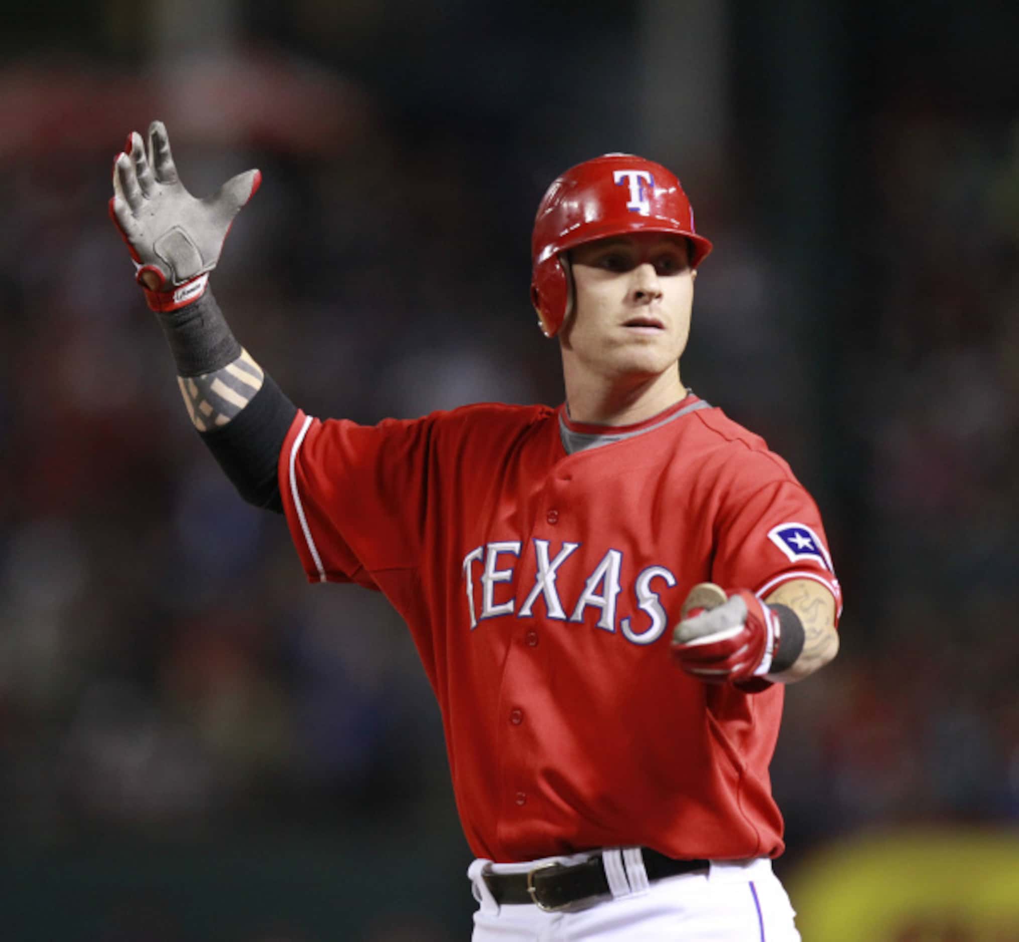 Rangers outfielder Josh Hamilton "drops the claw" in the 2010 home reds. This was one of the...