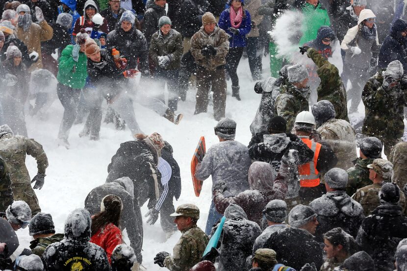  The battle lines were drawn with Hokies on the left and Cadets on the right during an...