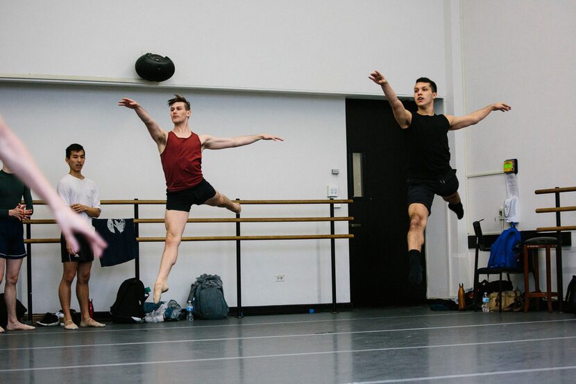 Booker T. Washington alumni Todd Baker, 19, (left) and Michael Garcia, 19, during first-year...