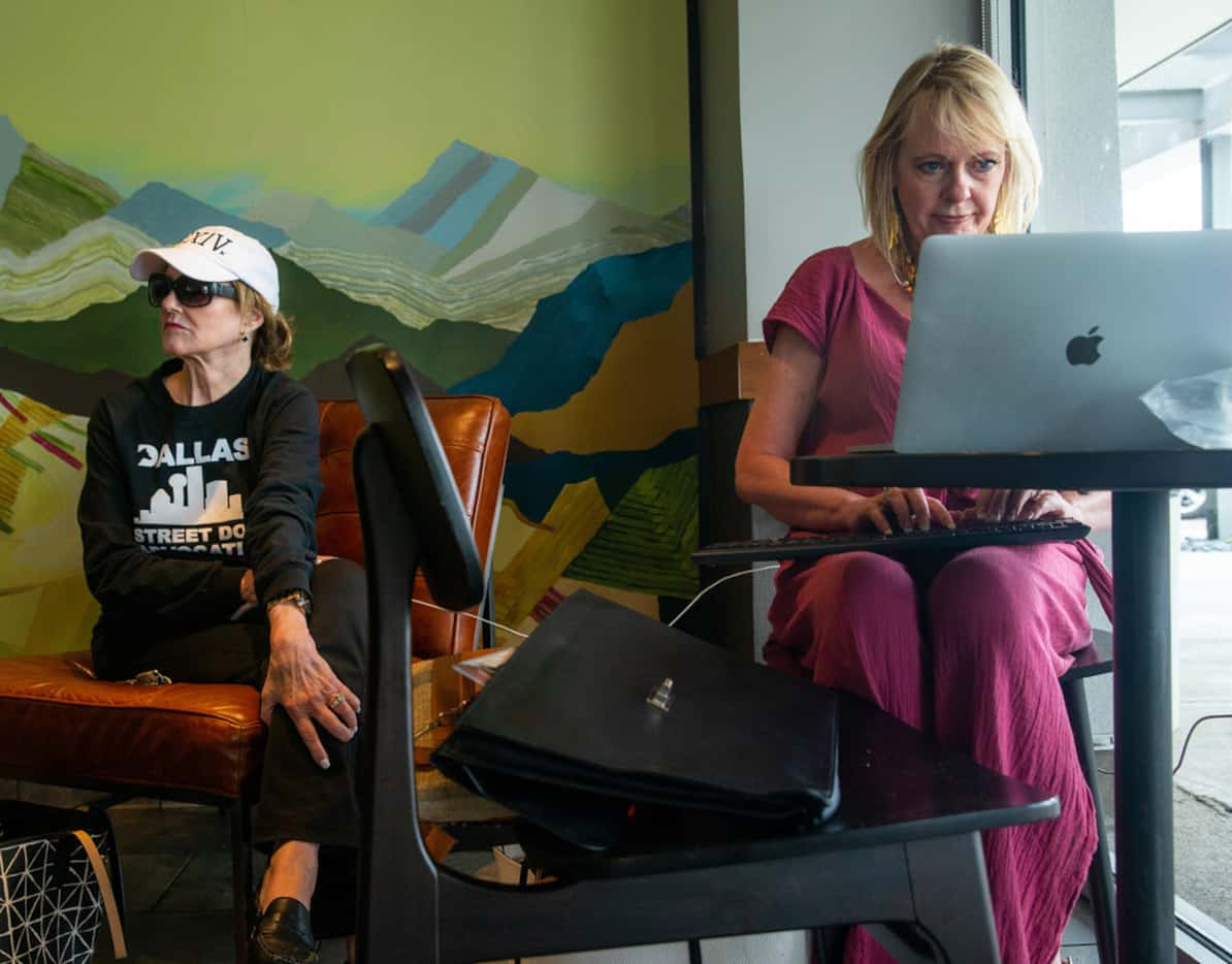 Jenene Justice (left), and Beverly Smirnis, residents whose power has yet to be restored...