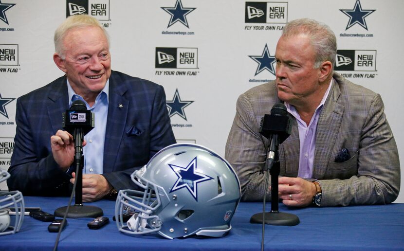 Dallas Cowboys owner and general manager Jerry Jones and Cowboys President Stephen Jones...