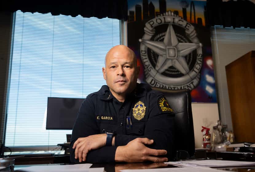 Dallas police Chief Eddie Garcia poses for a photo in his office at the Jac​​​k Evans...