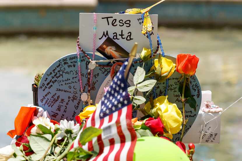 A memorial for Robb Elementary School shooting victim Tess Marie Mata, 10, at the town...