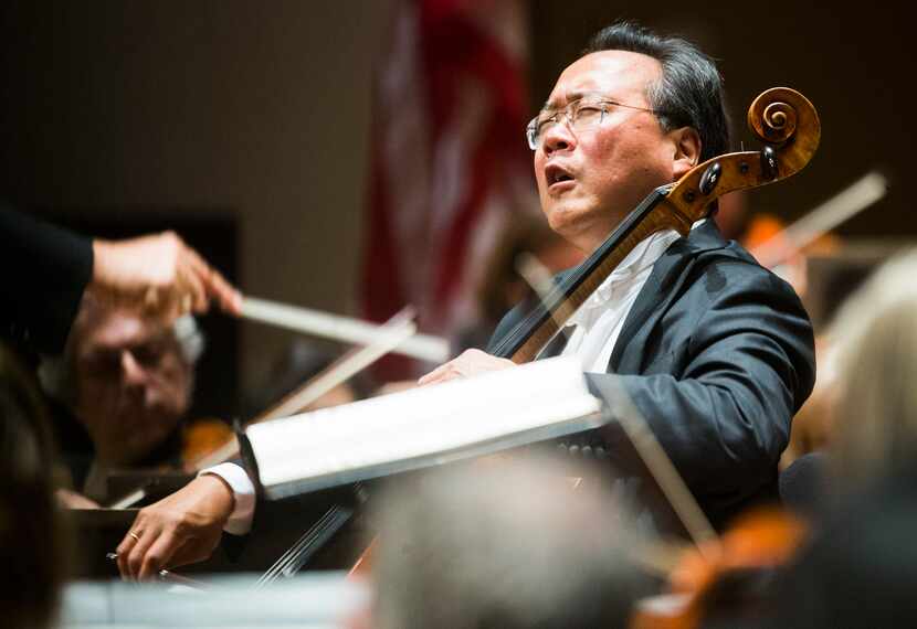 Cellist Yo-Yo Ma performs during the Dallas Symphony Orchestra Gala on Saturday at the...