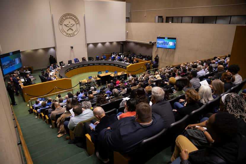 The Dallas City Council listens to public comment at City Hall in Dallas on Wednesday, Dec....