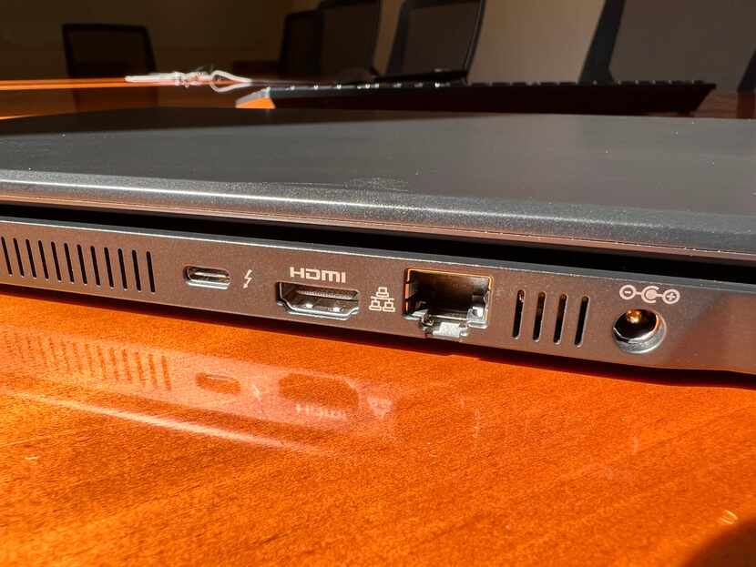 Ports on the back of the BookFun 11 include (from left) Thunderbolt 4, HDMI, Ethernet and...