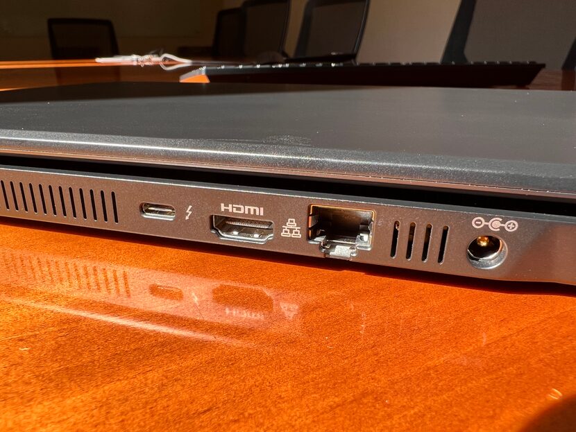 Ports on the back of the BookFun 11 include (from left) Thunderbolt 4, HDMI, Ethernet and...