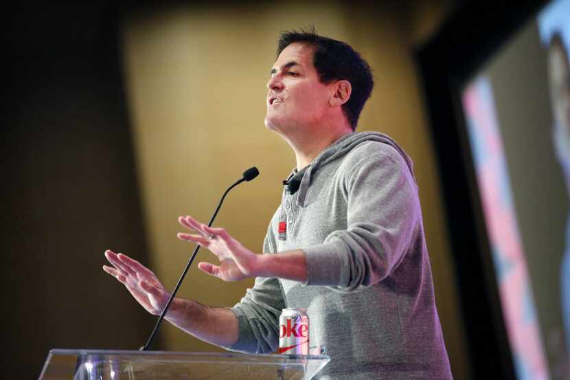 Dallas Mavericks owner Mark Cuban addresses questions from the audience during his keynote...