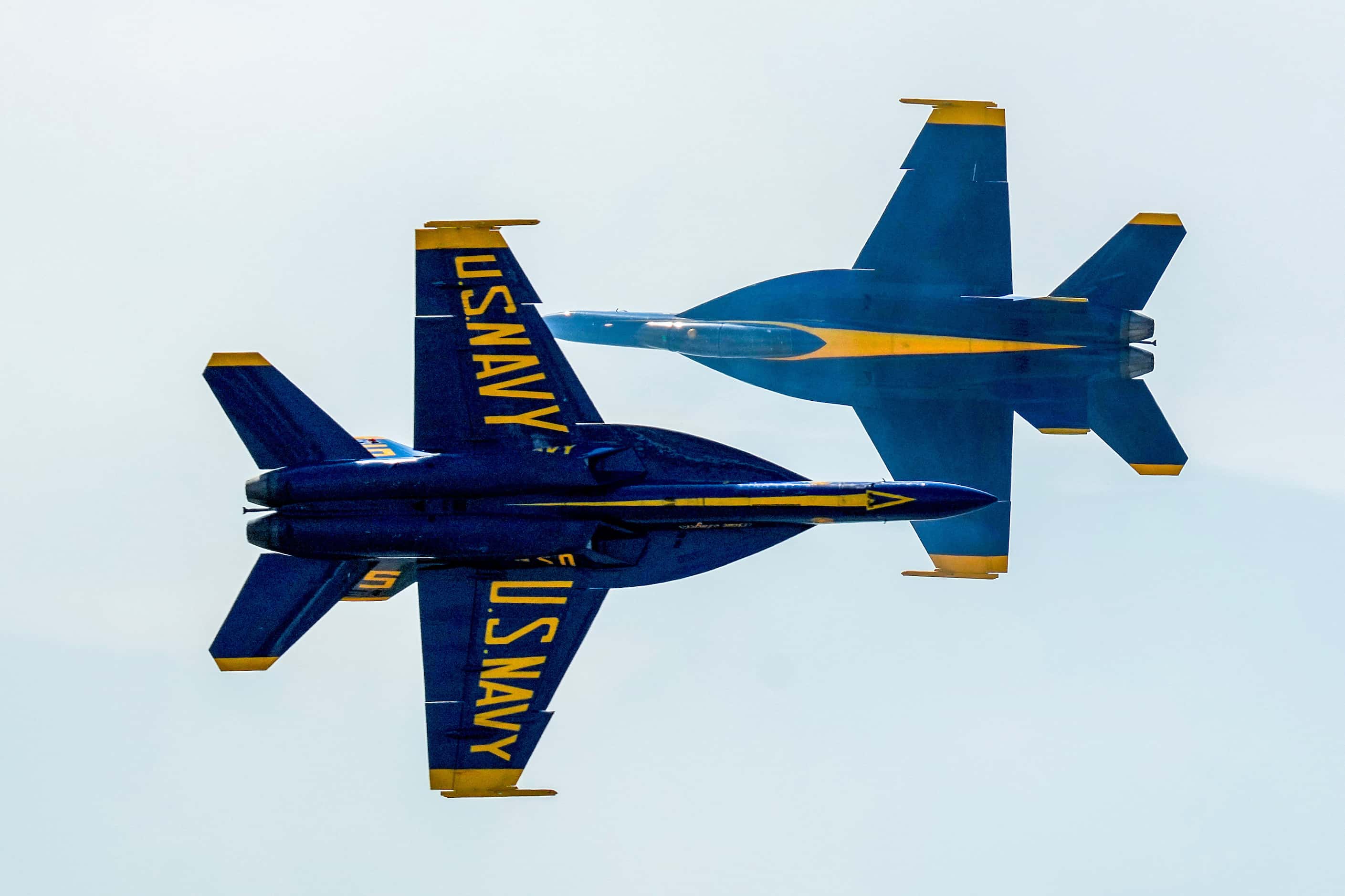 Cmdr. Thomas Zimmerman (top) and Lt. Cmdr. Griffin Stangel of the Blue Angels perform at the...