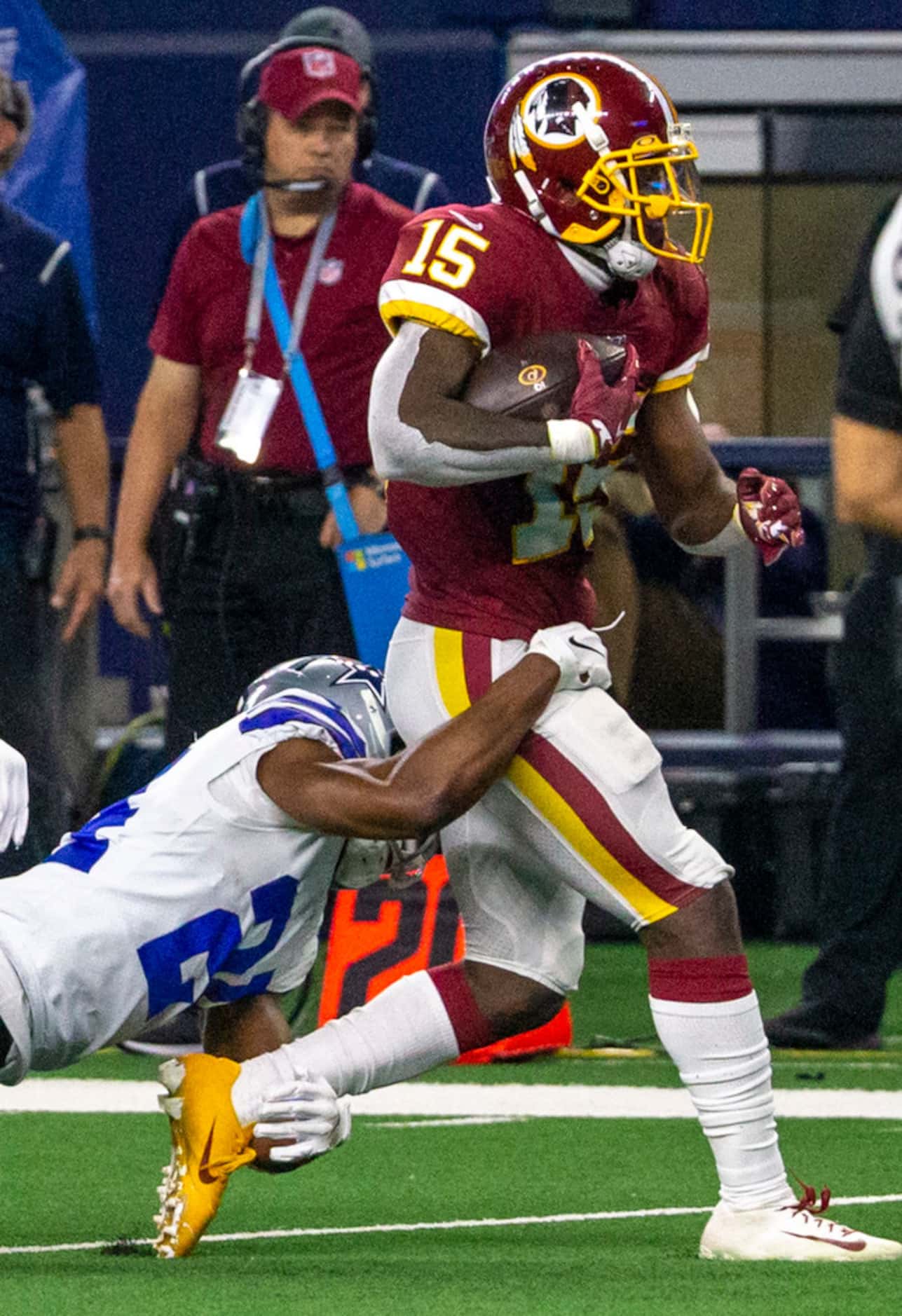 Dallas Cowboys cornerback Chidobe Awuzie (24) takes down Washington Redskins wide receiver...