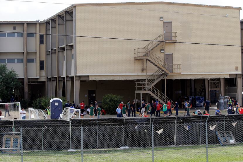 FILE - This June 23, 2014 file photo shows a temporary shelter for unaccompanied minors who...