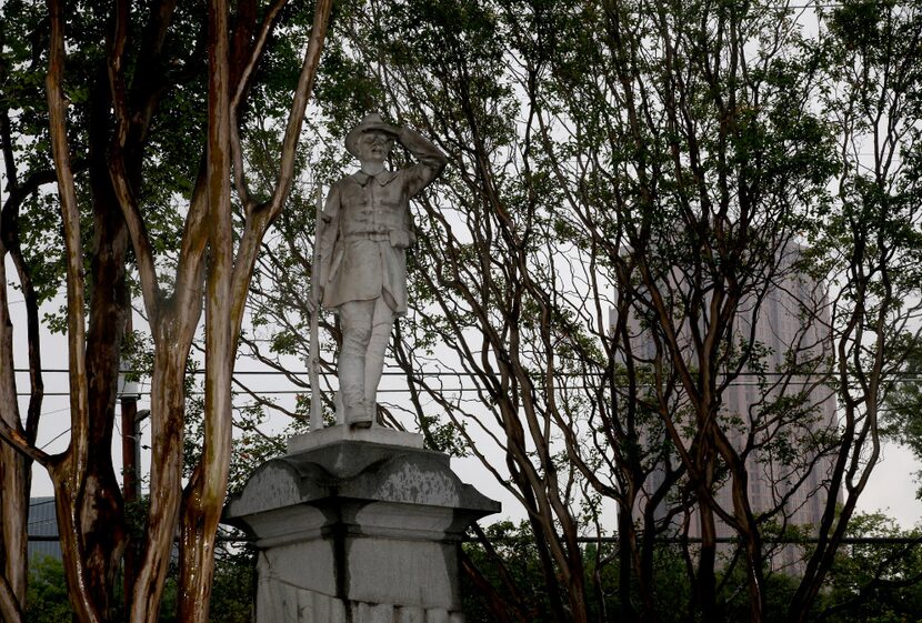 The Confederate Memorial in Greenwood Cemetery in Dallas is across Central Expressway from...