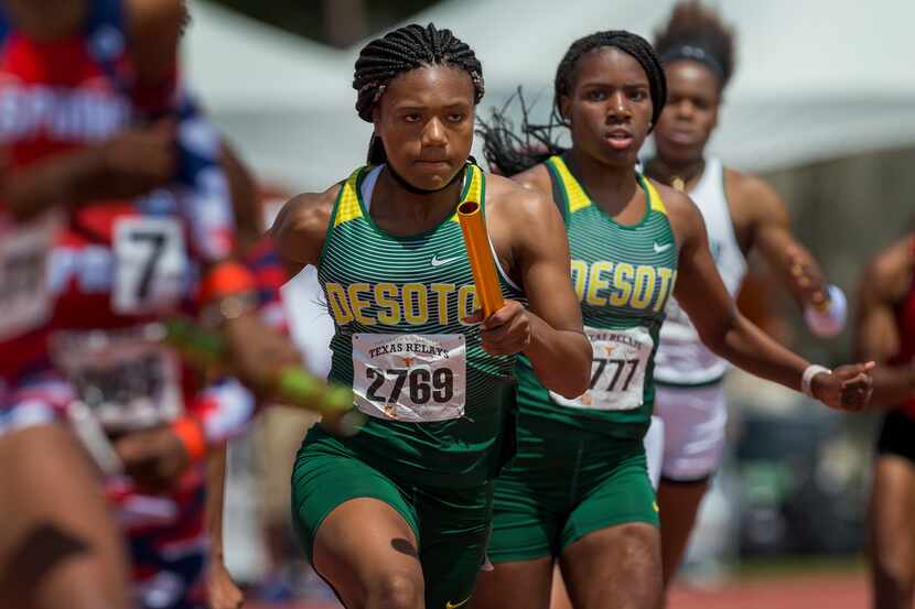 Ja'Era Griffin (2769), pictured at last year's Texas Relays, helped DeSoto win the 4x100...