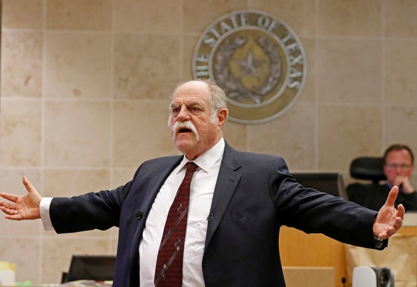 Defense attorney Andrew Farkas, shown here in a 2017 trial at the Collin County Courthouse. 