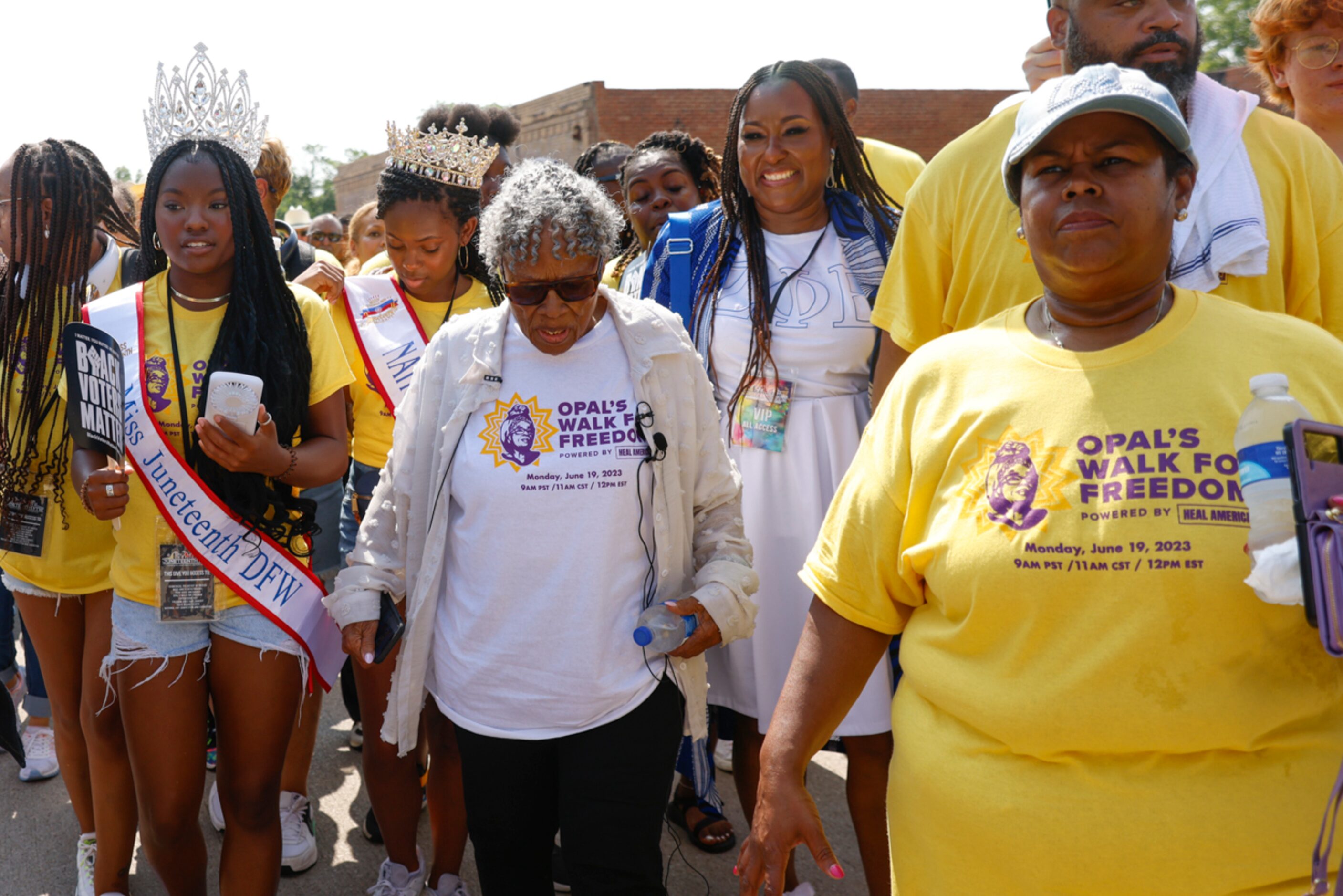 Grandmother of Juneteenth, Opal Lee, starts off Opal's Walk for Freedom on Monday, June 19,...