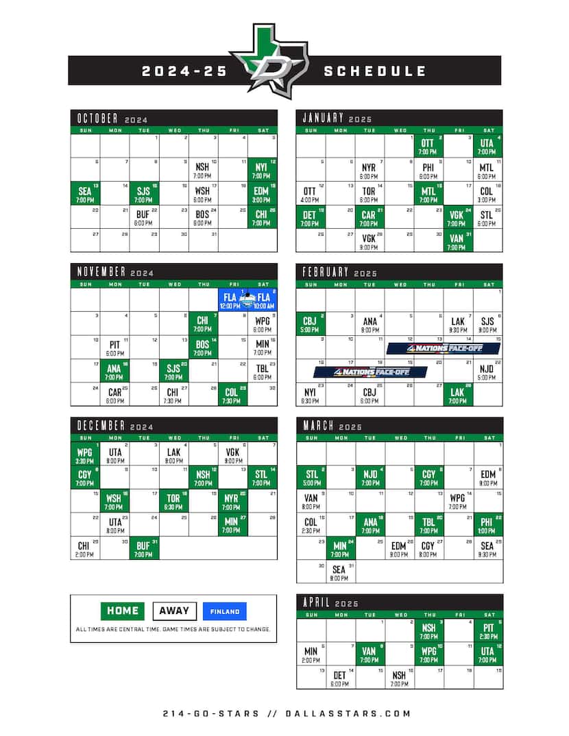 The 2024-25 regular season schedule.