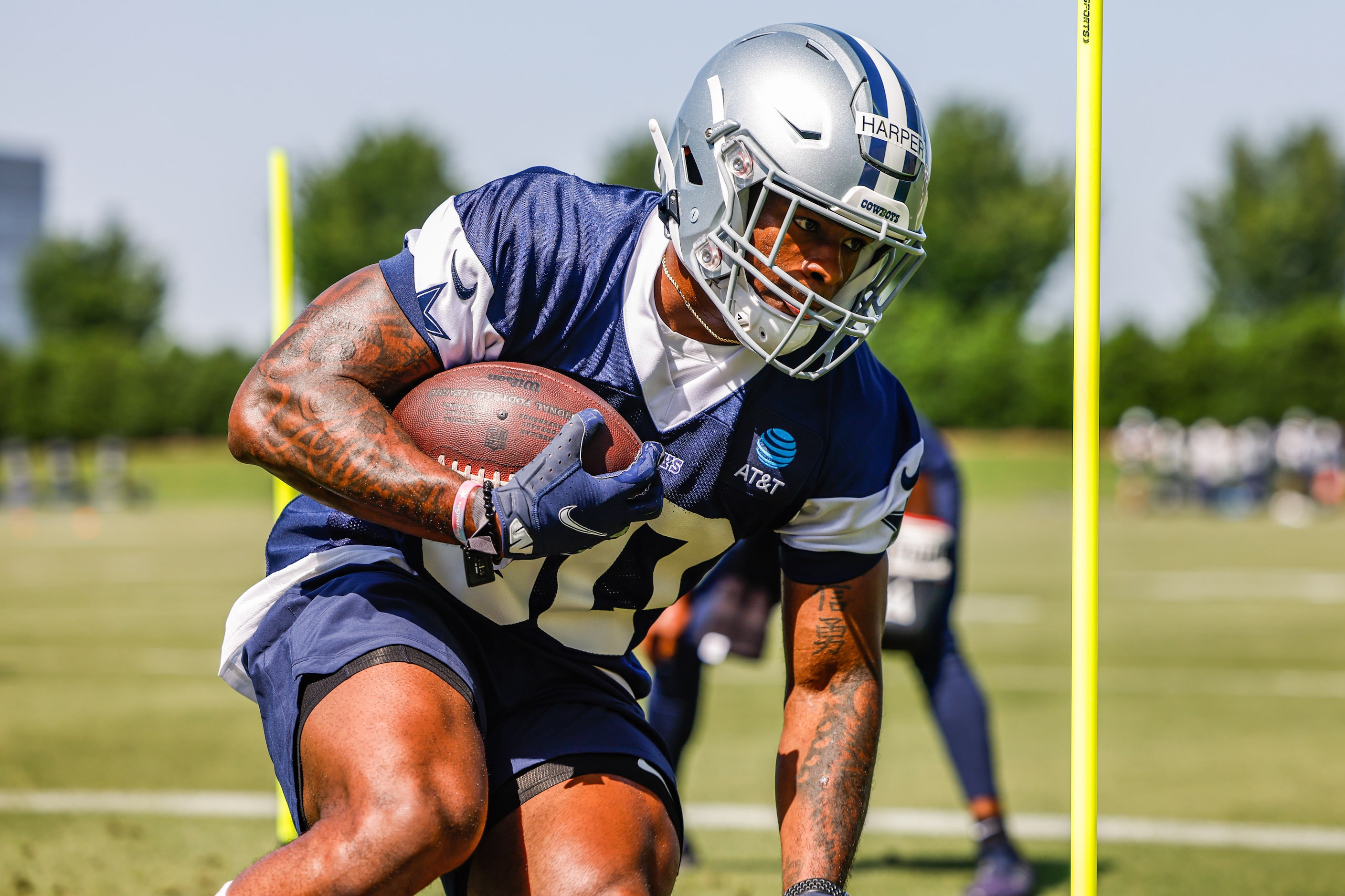 Dallas Cowboys linebacker (50) Devin Harper during a Cowboys rookie minicamp at The Star in...