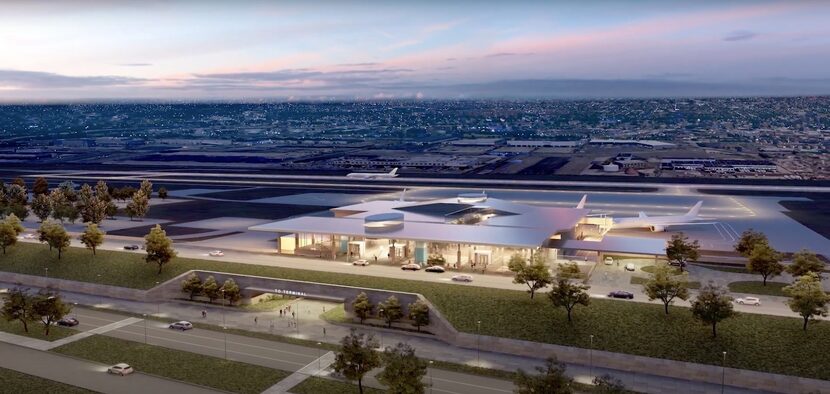 Renderings of a proposed new commercial airline terminal at McKinney National Airport...