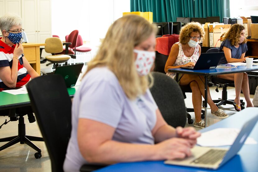 Public school teachers in Brunswick, Maine, take a class to increase their technical...