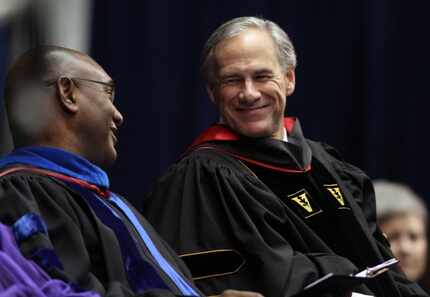 Texas Governor Greg Abbott, shown with Duncanville ISD Superintendent Dr. Alfred Ray during...
