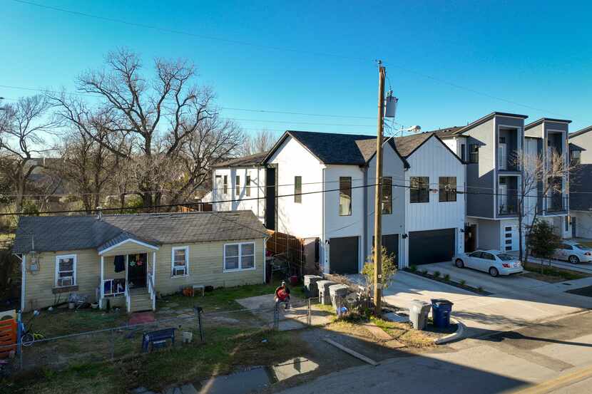 An aerial view of homes in the Gilbert Emory neighborhood in Dallas in January 2023.